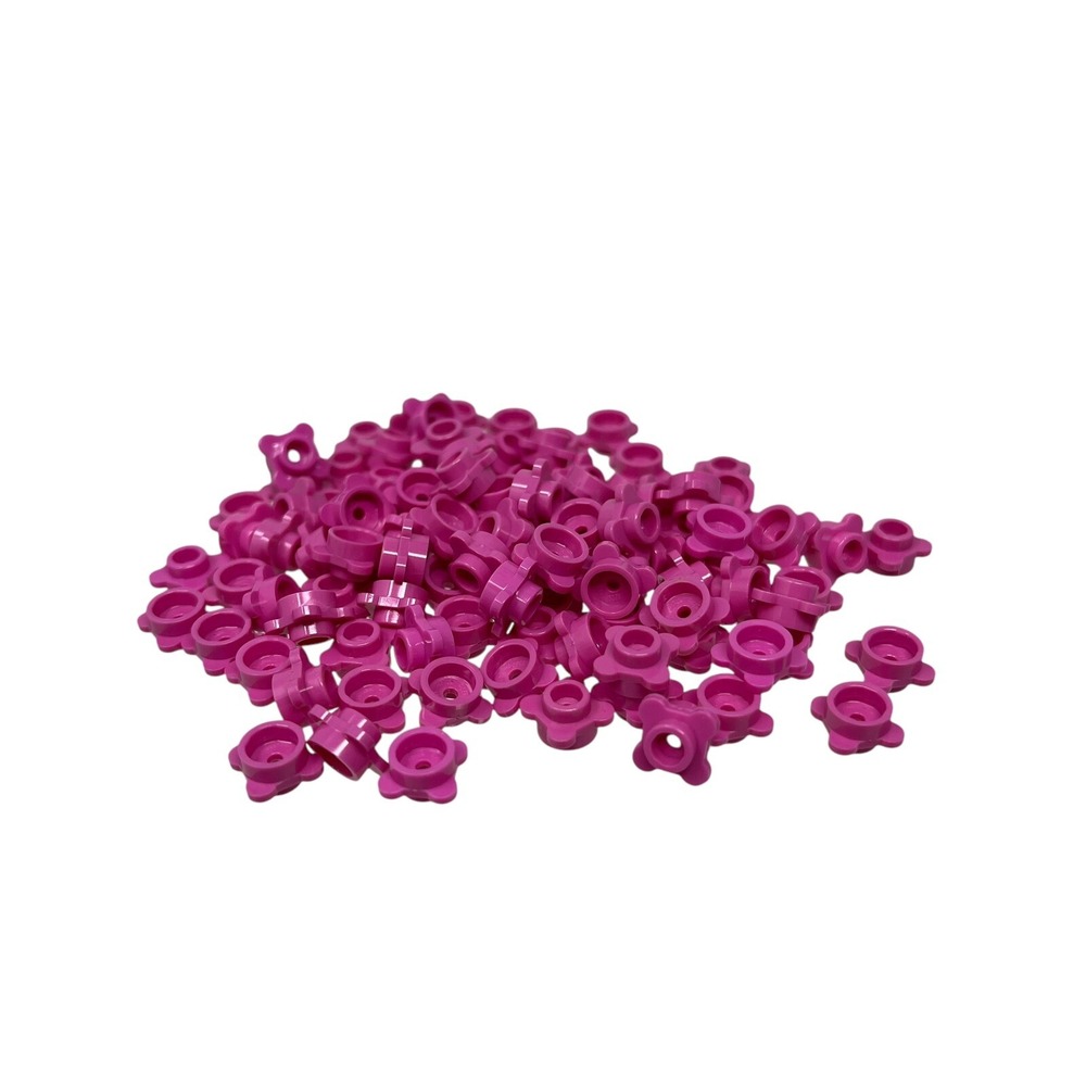 Lego‎ Plate, Round 1 x 1 with Flower Edge (4 Knobs / Petals) x100 Med. Dark Pink